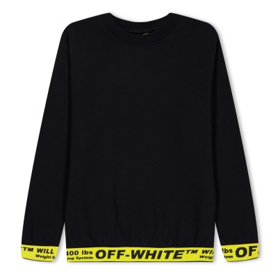 блуза,детски,3/4,панталони,off,white,kids,logo,crew,neck,sweater,black,yellow