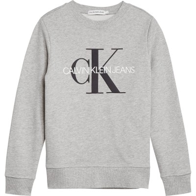 детска,блуза,детски,блузи,calvin,klein,junior,boys,monogram,crew,neck,sweatshirt,light,grey