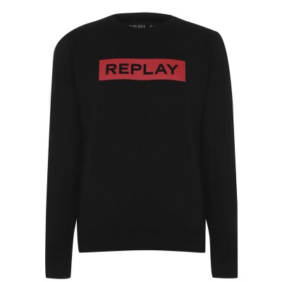 блуза,зимни,аксесоари,replay,logo,sweatshirt,black,098