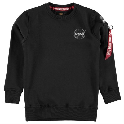 блуза,детски,3/4,панталони,alpha,industries,nasa,badge,crew,neck,sweater,black
