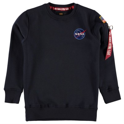 блуза,детски,облекла,alpha,industries,nasa,badge,crew,neck,sweater,rep,blue