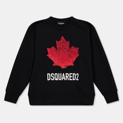 блуза,детски,3/4,панталони,dsquared2,kids',dsq,maple,crew,sweatshirt,black,red,dq900