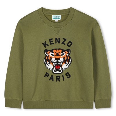 блуза,детски,3/4,панталони,kenzo,kids',tiger,crew,sweatshirt,dark,green