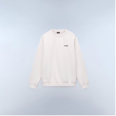 блуза,мъжки,ежедневни,облекла,мъжки,горнища,с,качулка,napapijri,mens,small,box,cotton,crew,sweatshirt,beige,dimity