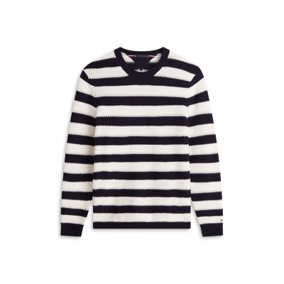 пуловер,мъжки,пуловери,tommy,hilfiger,mens,crochet,stripe,relaxed,jumper,desert,sky,ivory,petal