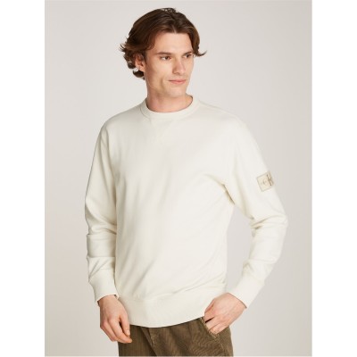 блуза,мъжки,ежедневни,облекла,мъжки,горнища,с,качулка,calvin,klein,jeans,badge,crew,sweatshirt,ivory