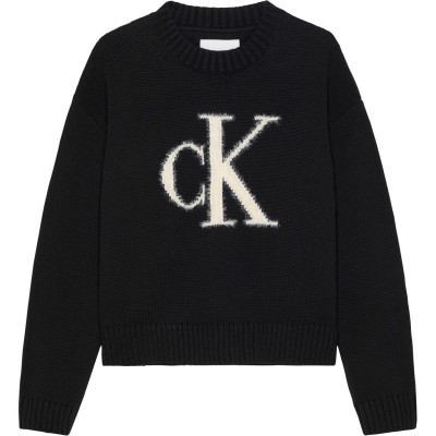 промоция,на,зимни,облекла,calvin,klein,jeans,fluffy,monogram,sweater,black,beh