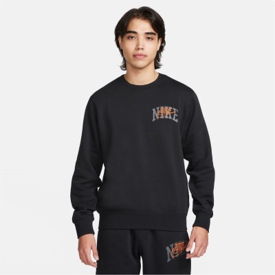 промоция,на,зимни,облекла,мъжки,летен,каталог,мъжки,блузи,nike,club,fleece,men's,long,sleeve,crew,black,orange