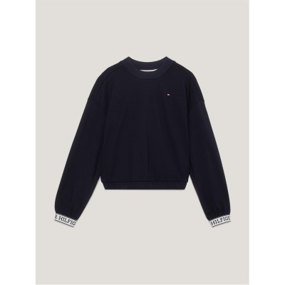 промоция,на,зимни,облекла,tommy,hilfiger,monotype,tape,crew,neck,jumper,junior,desert,sky