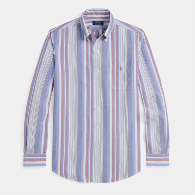 облекла,на,разпродажба,мъжки,ризи,polo,ralph,lauren,striped,oxford,shirt,blue,red