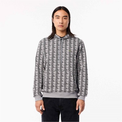 суичър,мъжки,ежедневни,облекла,мъжки,горнища,с,качулка,lacoste,men's,all,print,monogram,over,the,head,hoodie,black,80p