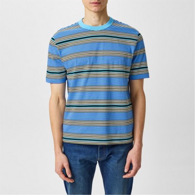 тениска,с,къс,ръкав,облекла,на,разпродажба,мъжки,тениски,ps,paul,smith,crew,stripe,tee,sn43,blue,40