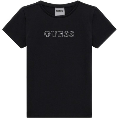 юношеска,тениска,детски,облекла,guess,diamante,t,shirt,juniors,black,a996,jblk