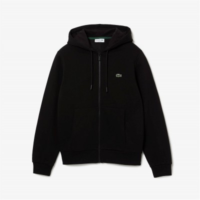 суичър,мъжки,ежедневни,облекла,lacoste,zip,basic,fleece,hoodie,black,c31