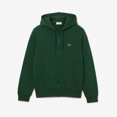 суичър,мъжки,ежедневни,облекла,lacoste,zip,basic,fleece,hoodie,green,s30