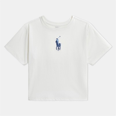 юношеска,тениска,детски,3/4,панталони,polo,ralph,lauren,large,logo,t,shirt,juniors,deckwash,white