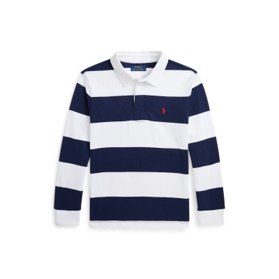 юношеска,блуза,с,яка,детски,3/4,панталони,polo,ralph,lauren,striped,rugby,polo,shirt,juniors,white,navy