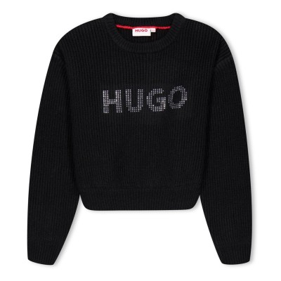 юношеска,блуза,промоция,на,зимни,облекла,детски,облекла,hugo,logo,crew,sweater,juniors,black,09b