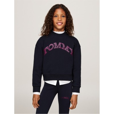 юношеска,блуза,детски,облекла,tommy,hilfiger,dot,foil,crew,neck,sweatshirt,juniors,desert,sky,dw5