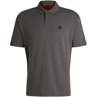 блуза,с,яка,облекла,на,разпродажба,мъжки,тениски,hugo,branded,tape,polo,top,grey,069