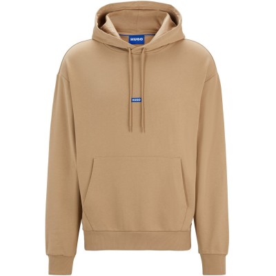 суичър,мъжки,горнища,с,качулка,hugo,label,hoodie,medium,beige