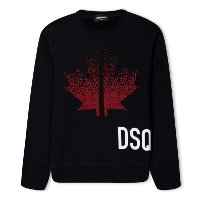 блуза,детски,3/4,панталони,dsquared2,maple,leaf,sweatshirt,black,red,dq900