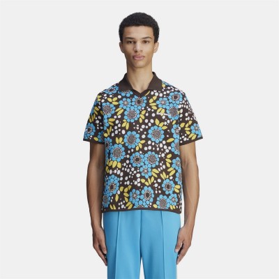 блуза,с,яка,мъжки,тениски,adidas,originals,by,wales,bonner,knit,floral,polo,shirt,multicolour
