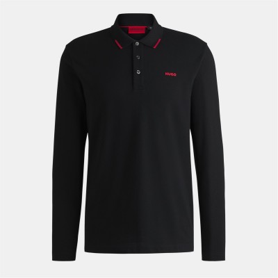 блуза,с,яка,мъжки,тениски,hugo,men's,derrikos,long,sleeve,polo,shirt,black,001