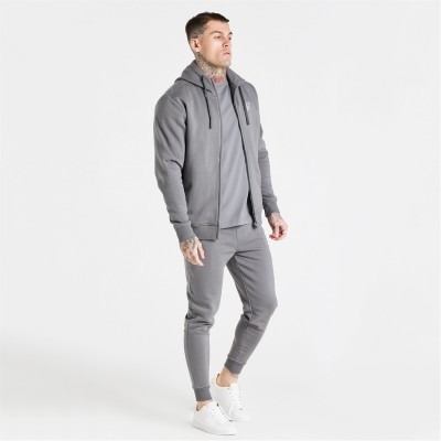 суичър,облекла,на,разпродажба,мъжки,горнища,с,качулка,siksilk,zip,hoodie,sn99,grey
