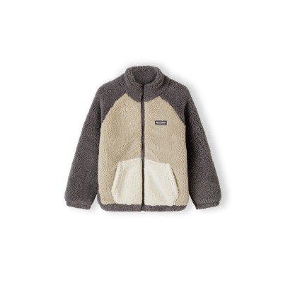 поларено,яке,детски,полари,детски,3/4,панталони,minoti,boys,sherpa,fleece,jacket,contrast,pocket,brown,brown