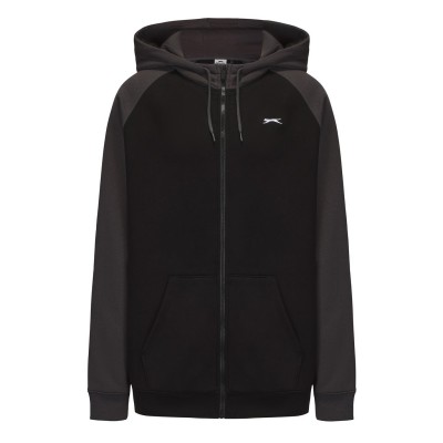 мъжки,суичър,мъжки,горнища,с,качулка,slazenger,fleece,contrast,zip,hoodie,mens,black,charcoal