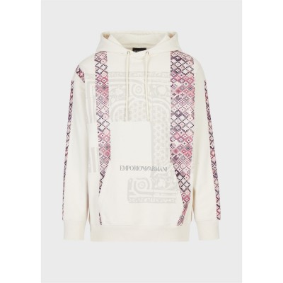 суичър,мъжки,ежедневни,облекла,мъжки,горнища,с,качулка,emporio,armani,emporio,print,hoodie,sn99,bianco,latte