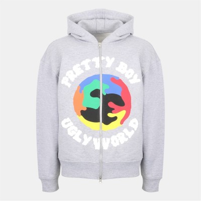 суичър,облекла,на,разпродажба,мъжки,ежедневни,облекла,мъжки,горнища,с,качулка,pretty,boy,ugly,world,mens,cotton,long,sleeve,oversized,fit,zip,hoodie,grey,m