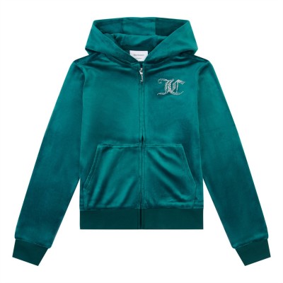 детски,суичър,детски,облекла,juicy,couture,diamante,girls,hoodie,green,h58