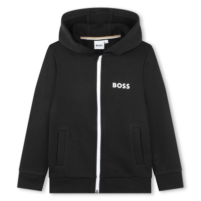 boss,logo,zip,hoodie,junior,black,09b