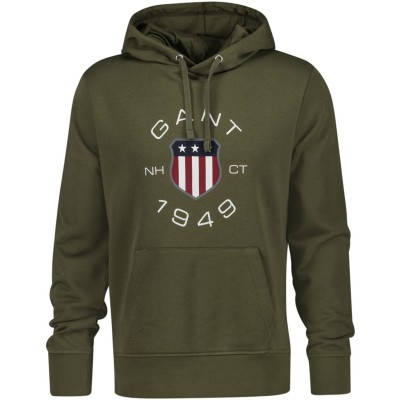 суичър,мъжки,ежедневни,облекла,gant,print,sweat,hoodie,grey,melange,s,juniper,green