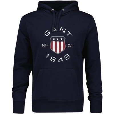 суичър,мъжки,ежедневни,облекла,gant,print,sweat,hoodie,grey,melange,s,evening,blue