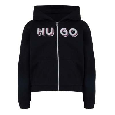 суичър,детски,облекла,hugo,logo,zip,hoodie,black,09b