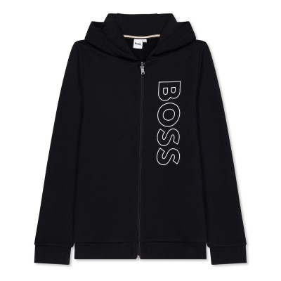 юношески,суичър,детски,облекла,boss,large,logo,zip,hoodie,juniors,black,09b