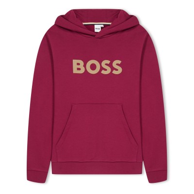 суичър,boss,kids',logo,print,pull,over,hoodie,crimson,95l