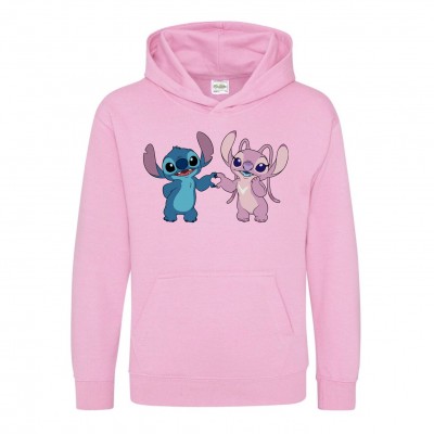 юношески,суичър,детски,горнища,с,качулка,детски,3/4,панталони,awd,disney,printed,junior,valentines,day,hoodie,stitch,and,angel,heart