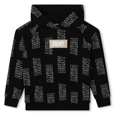 юношески,суичър,детски,облекла,dkny,all,over,print,hoodie,juniors,black,09b