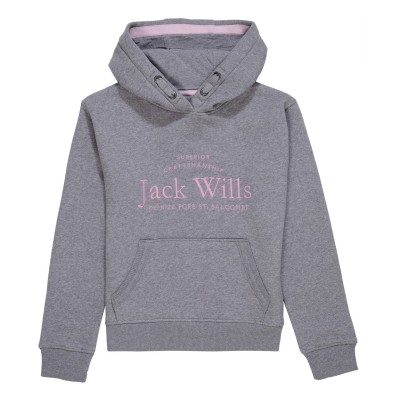 детски,суичър,детски,облекла,jack,wills,kids,girls,logo,script,hoodie,grey,heather