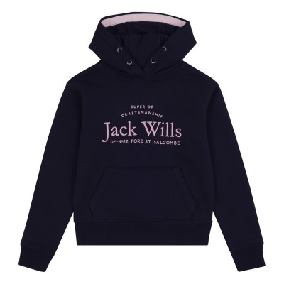 детски,суичър,детски,облекла,jack,wills,kids,girls,logo,script,hoodie,navy