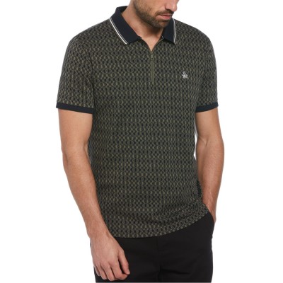блуза,с,яка,облекла,на,разпродажба,мъжки,тениски,original,penguin,over,print,quarter,zip,polo,shirt,dusty,olive