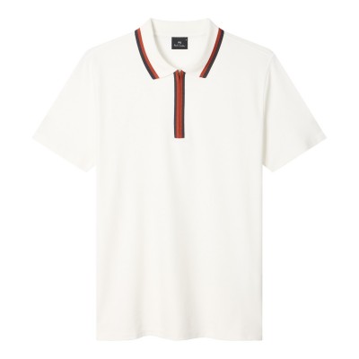 блуза,с,яка,мъжки,тениски,ps,paul,smith,men's,zipped,short,sleeve,polo,shirt,white,02a