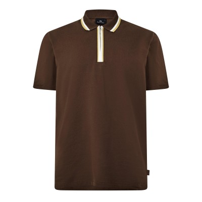 блуза,с,яка,мъжки,тениски,ps,paul,smith,men,s,zipped,short,sleeve,polo,shirt,brown,68