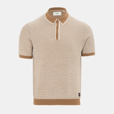 мъжки,блузи,с,яка,firetrap,quarter,short,sleeve,ribbed,knit,button,polo,men,beige