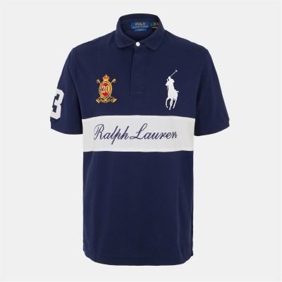 риза,с,къс,ръкав,облекла,на,разпродажба,мъжки,тениски,polo,ralph,lauren,men's,racing,short,sleeve,shirt,cruise,navy