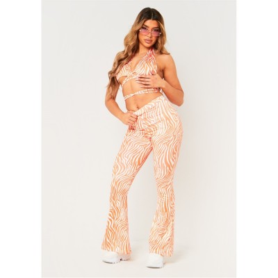 панталони,missy,empire,print,flared,trousers,orange